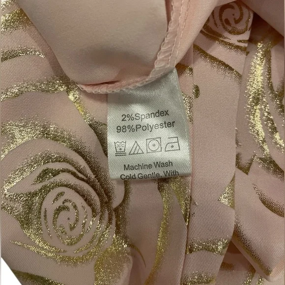 Zeroyaa Men’s Nightclub Slim Fit Pink/Gold Print XL Button Down Long Sleeve - Picture 11 of 11